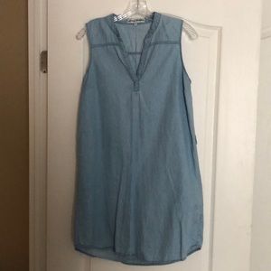 Denim Dress with Brown Belt